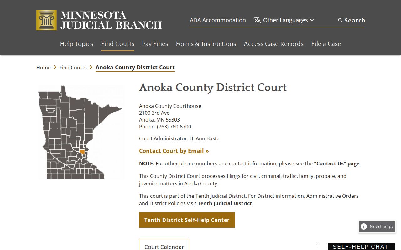 Anoka County Courthouse where traffic warrant records are filed and cleared