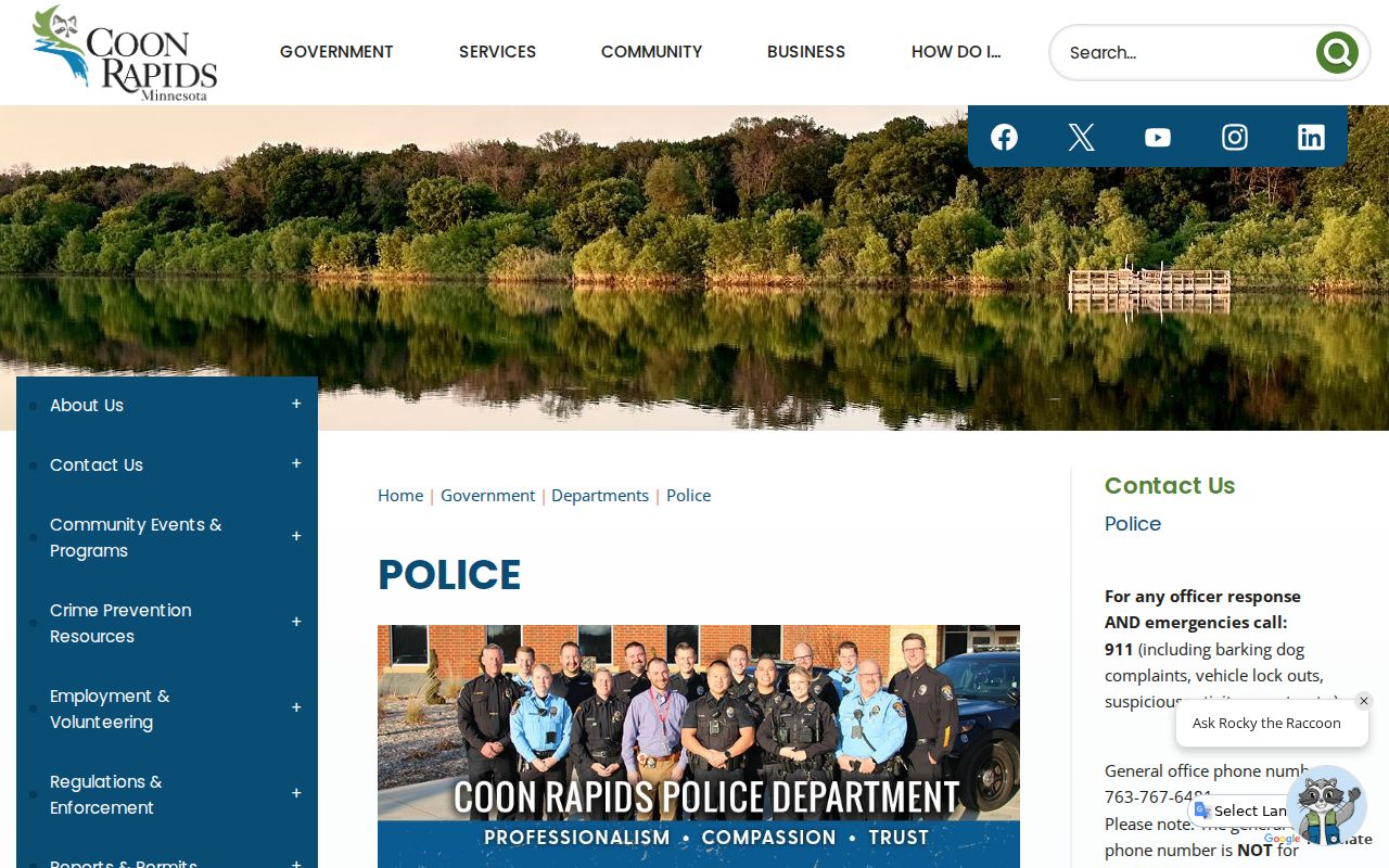Coon Rapids Police Department counter for citation and warrant records questions