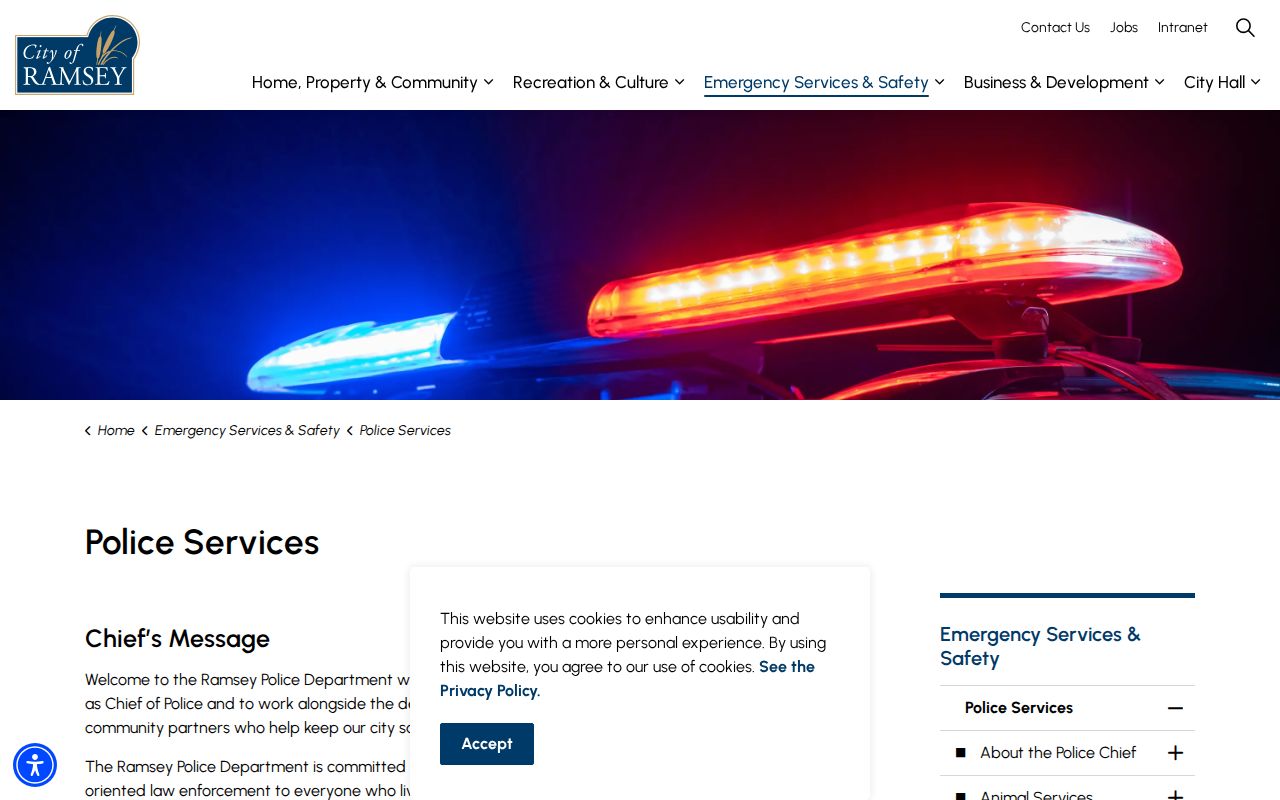 Ramsey Police Department office where citation records begin for Ramsey warrant cases