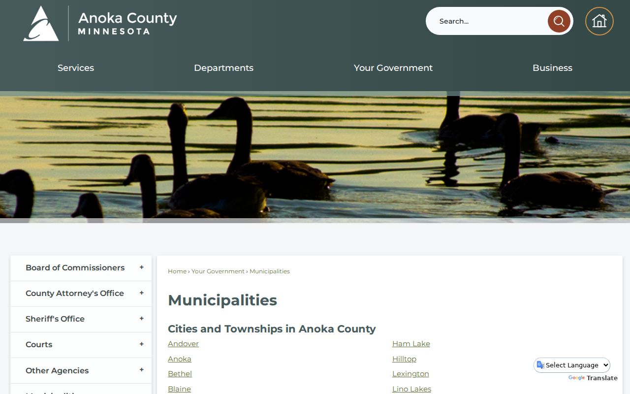 Anoka County city directory used for city court warrant routing