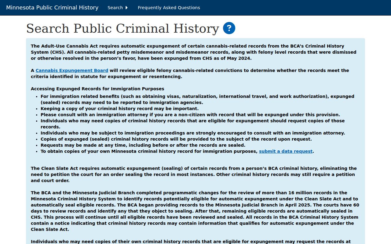 BCA criminal history search fields that are not part of an Anoka County warrant check